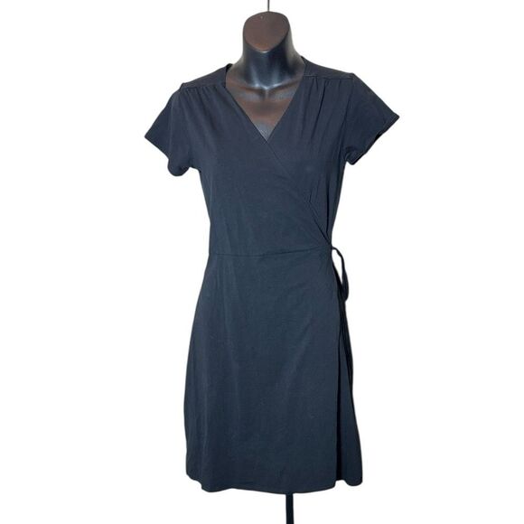 Pact Dresses & Skirts - Pact organic cotton womens medium black true wrap mini dress capsule minimalist